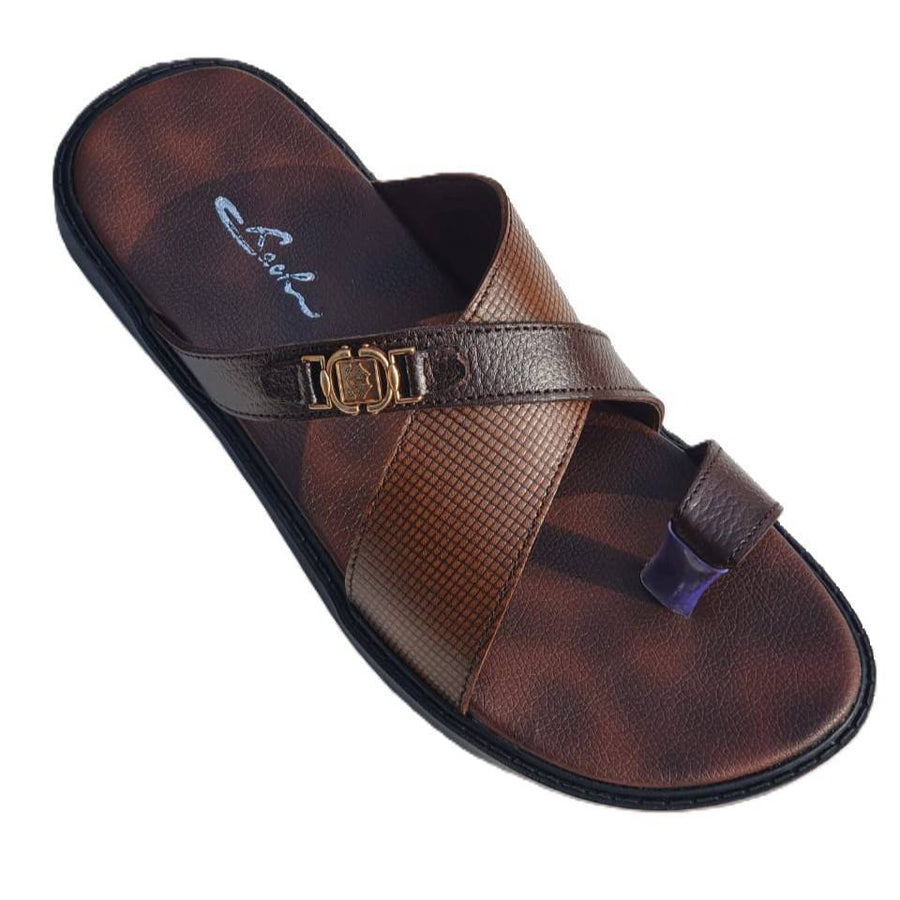 Pure Leather Two Tone Brown Chappals 744